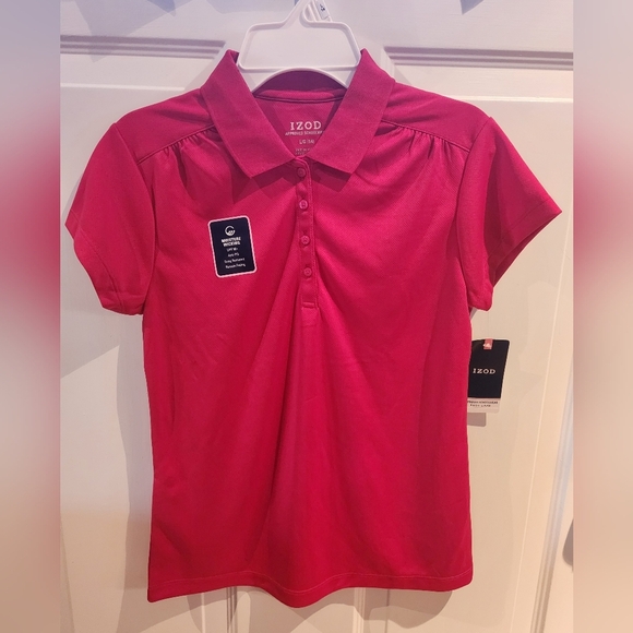 IZOD Girls Red Performance Polo - Picture 2 of 6